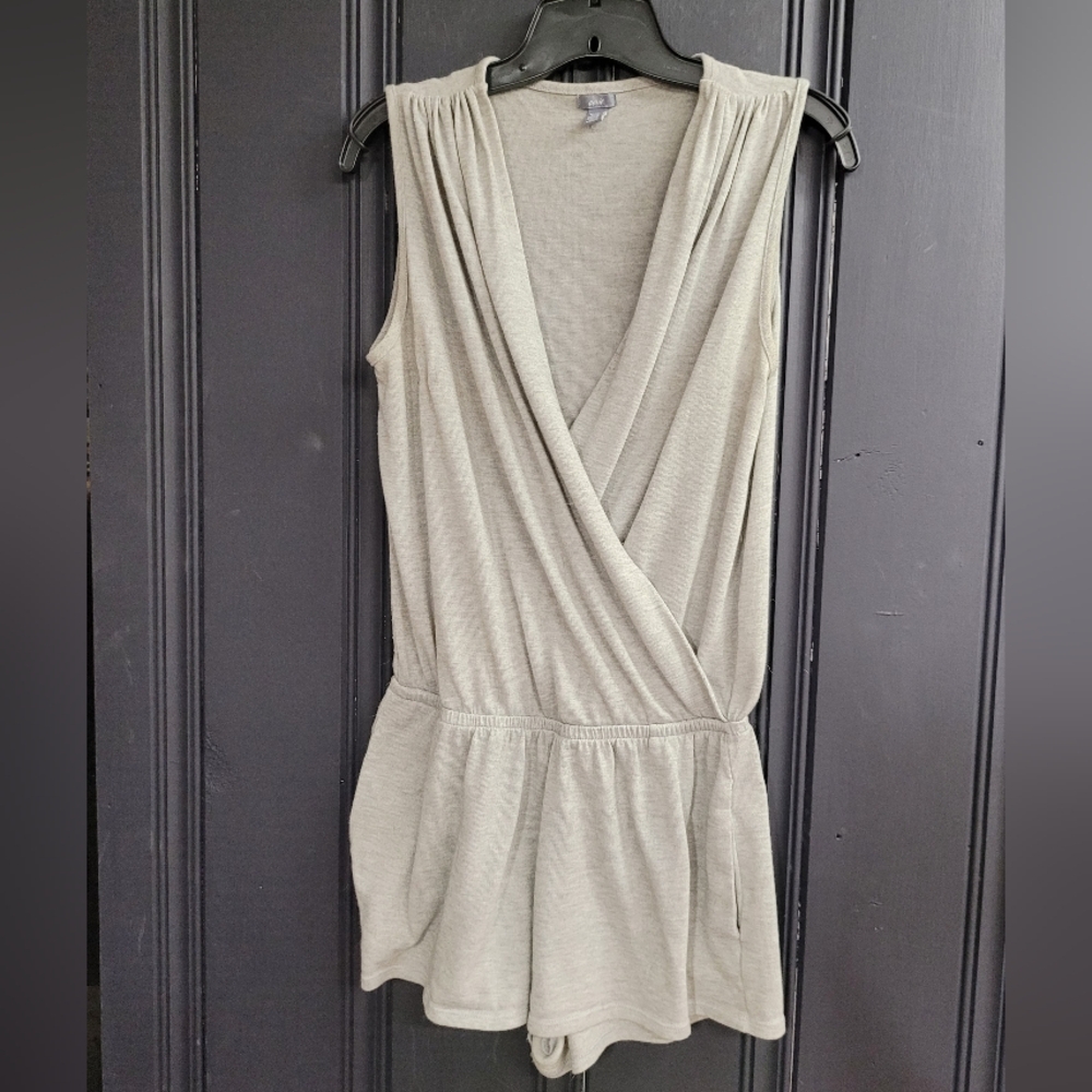 aerie Sleeveless Surplice Romper in Light Grey